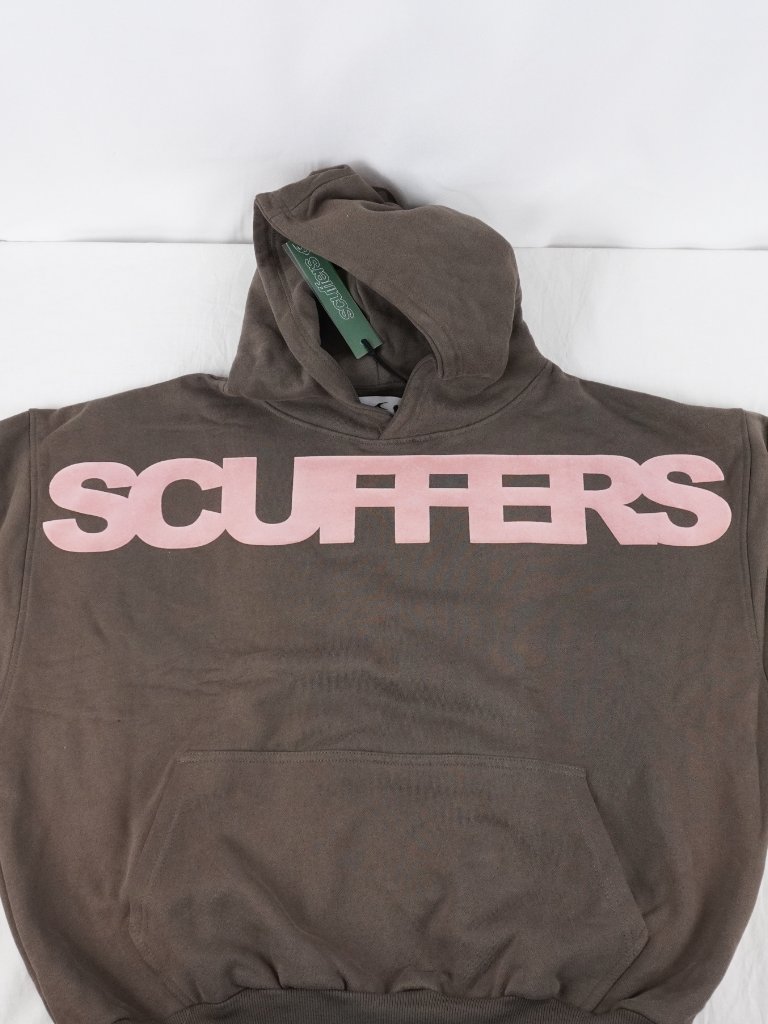 Scuffers Flock Brown Pullover Hoodie With Pink Logo - Size Large - Nwt — image 3 of 8